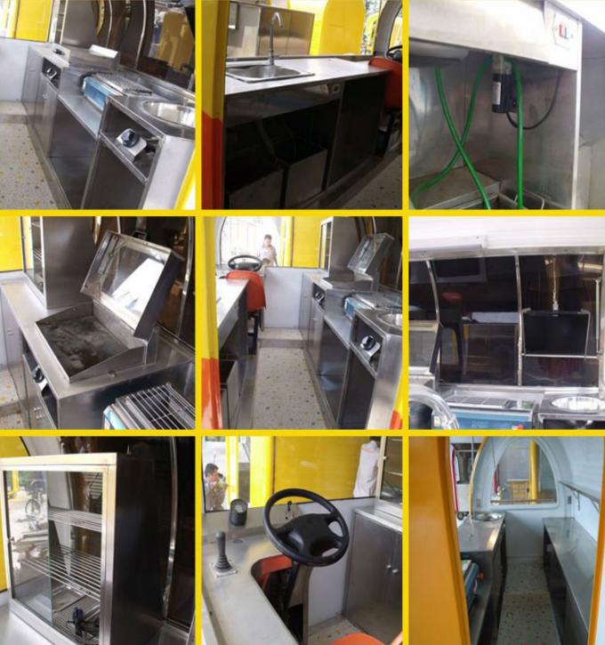 FRP 2.2m SS201 Double Layer Steel Plate Mobile Food Trailer 0